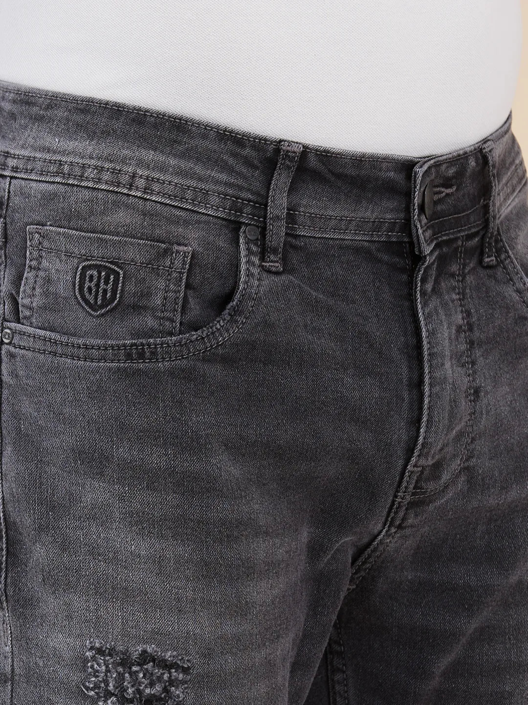 Grey Slim Fit Men's Denims by Being Human Clothing - Image 5