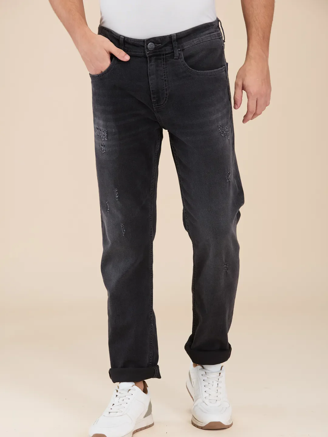 Grey Straight Fit Men's Denims by Being Human Clothing