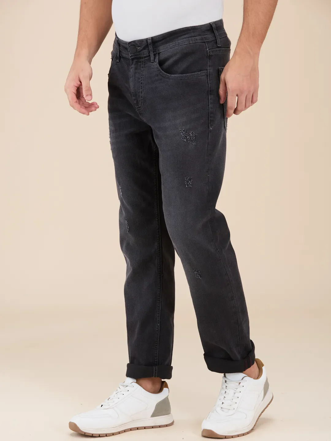Grey Straight Fit Men's Denims by Being Human Clothing - Image 4