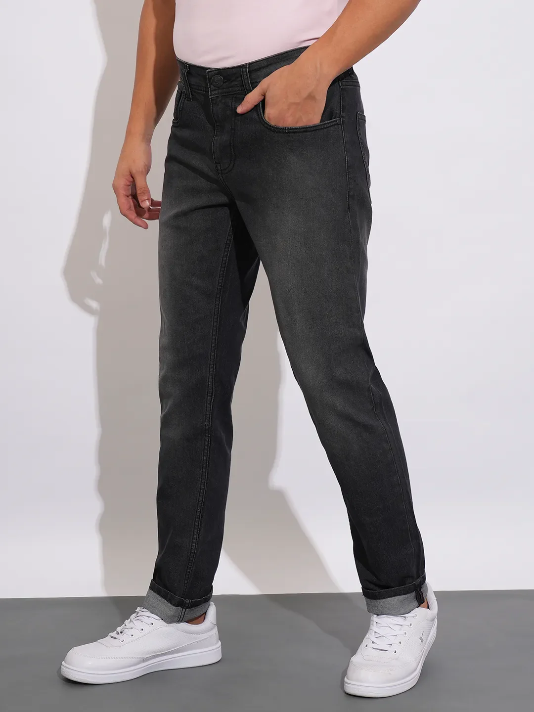 Grey Slim Fit Men's Denims by Being Human Clothing - Image 2