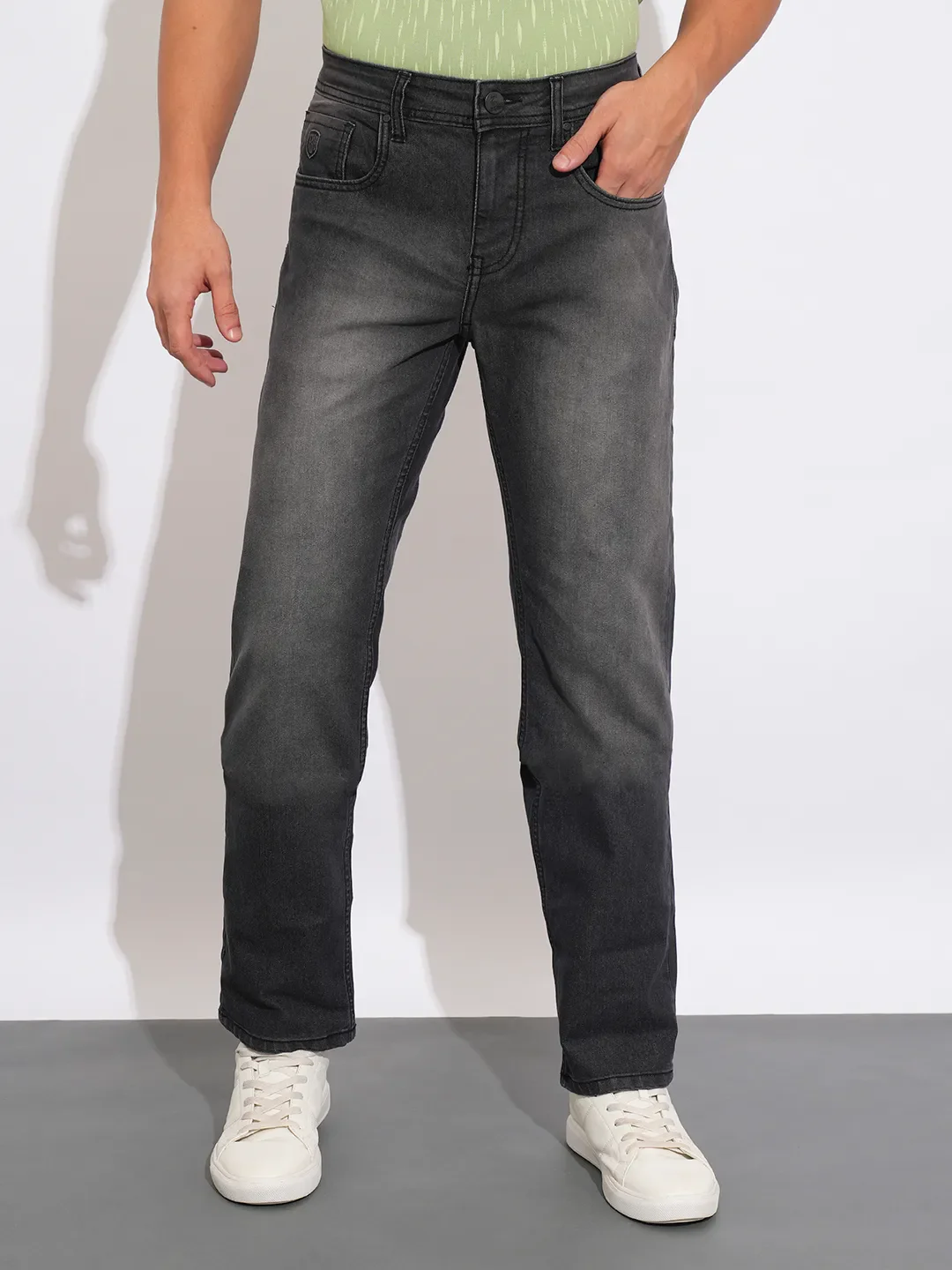 Grey Straight Fit Men's Denims by Being Human Clothing