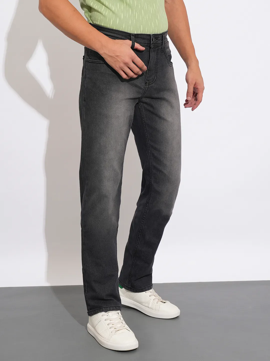 Grey Straight Fit Men's Denims by Being Human Clothing - Image 2