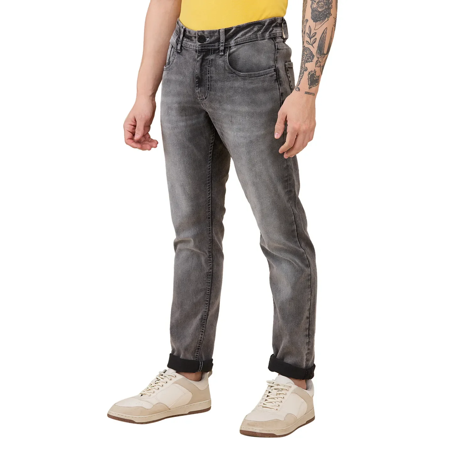 Grey Slim Fit Men's Denims by Being Human Clothing - Image 4