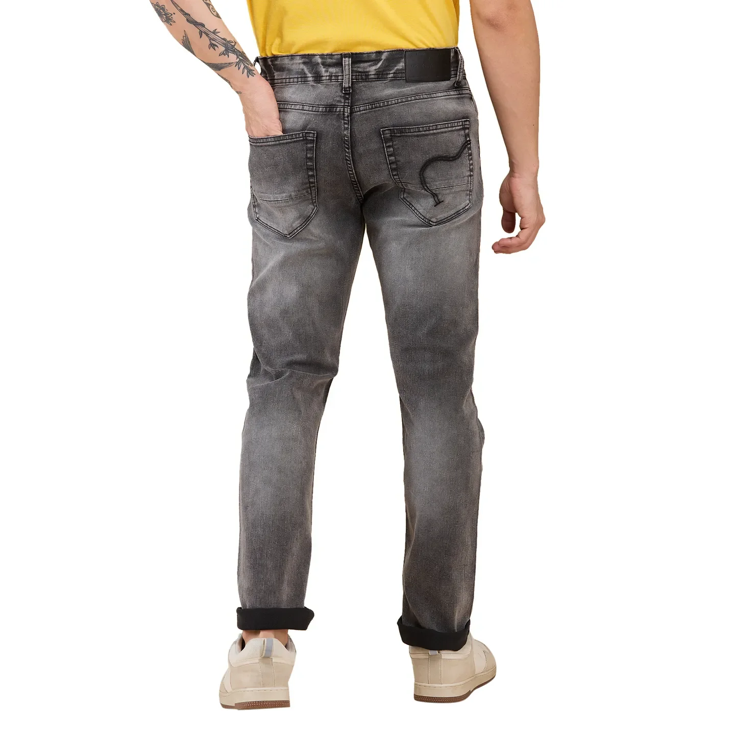Grey Straight Fit Denims For Men By Being Human Clothing - Image 3