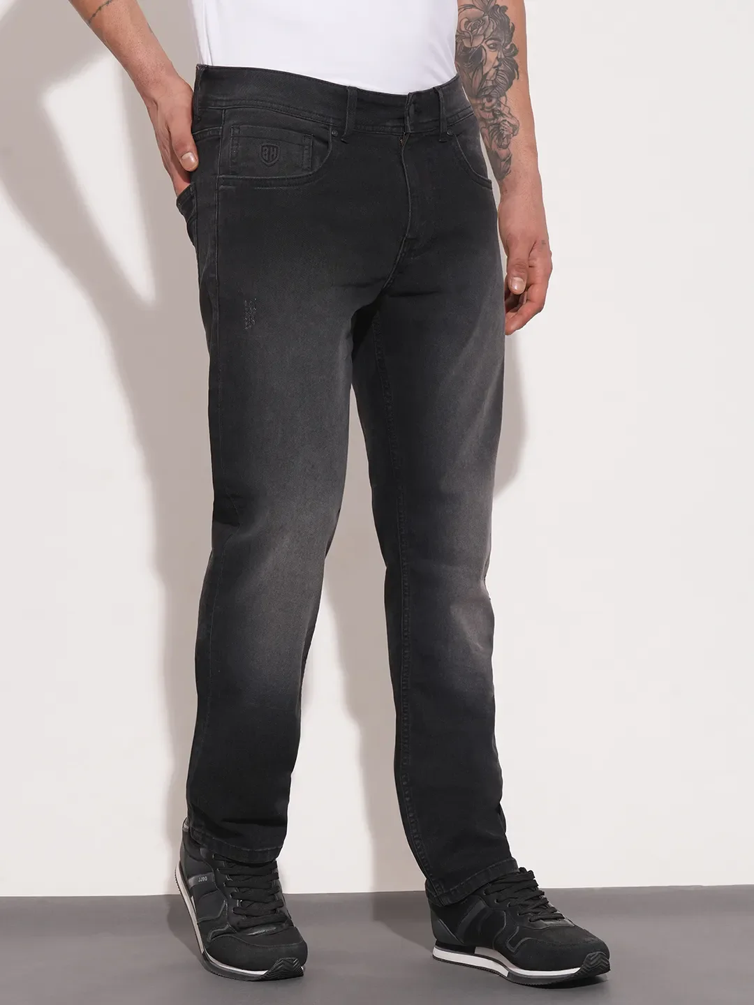 Grey Straight Fit Men's Denims by Being Human Clothing - Image 3
