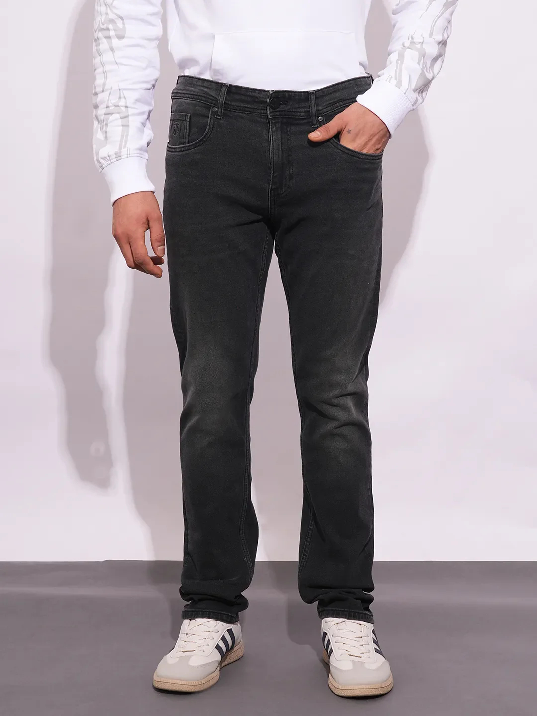 Grey Slim Fit Men's Denims by Being Human Clothing