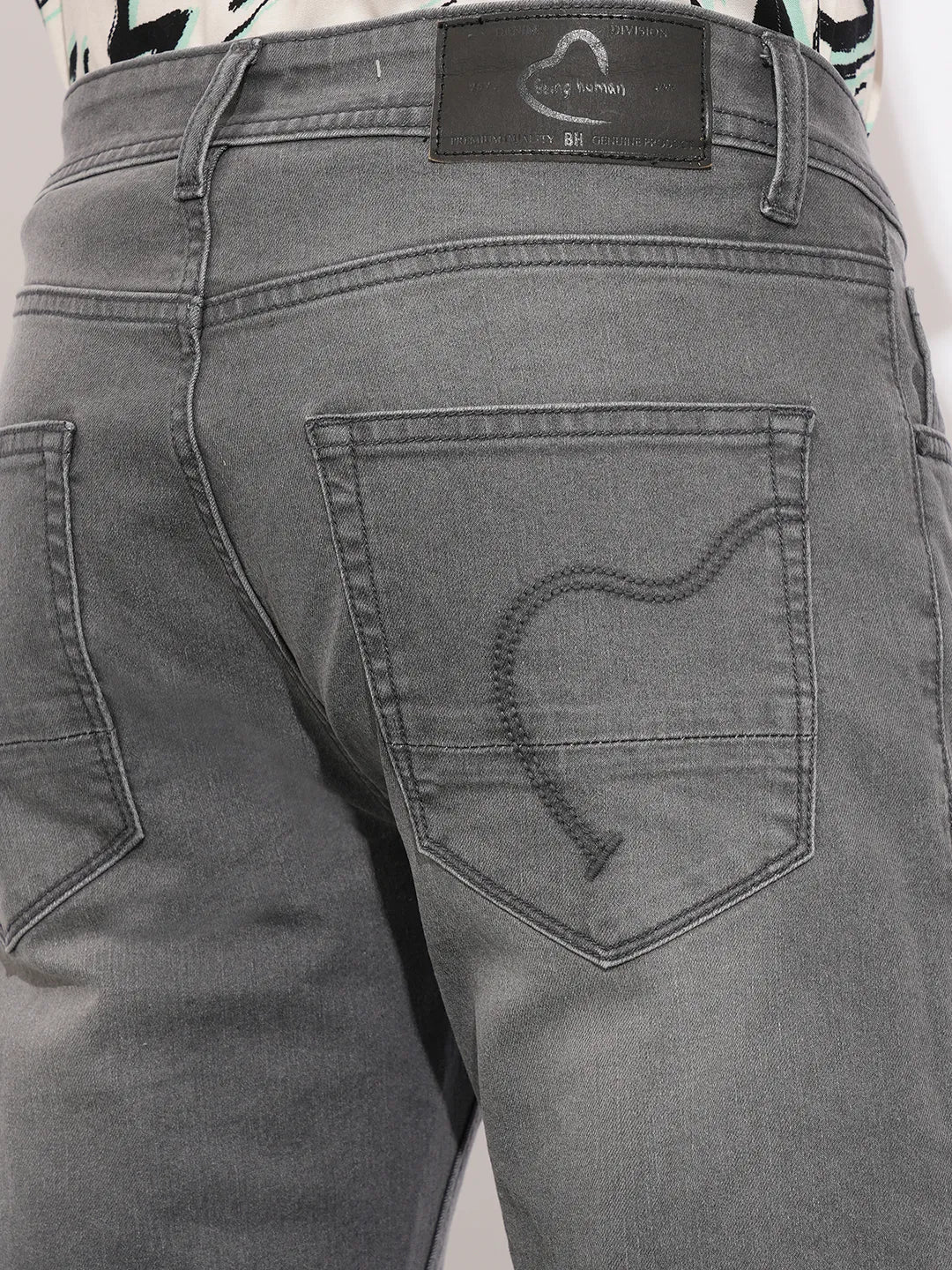 Grey Straight Fit Denims For Men By Being Human Clothing - Image 6