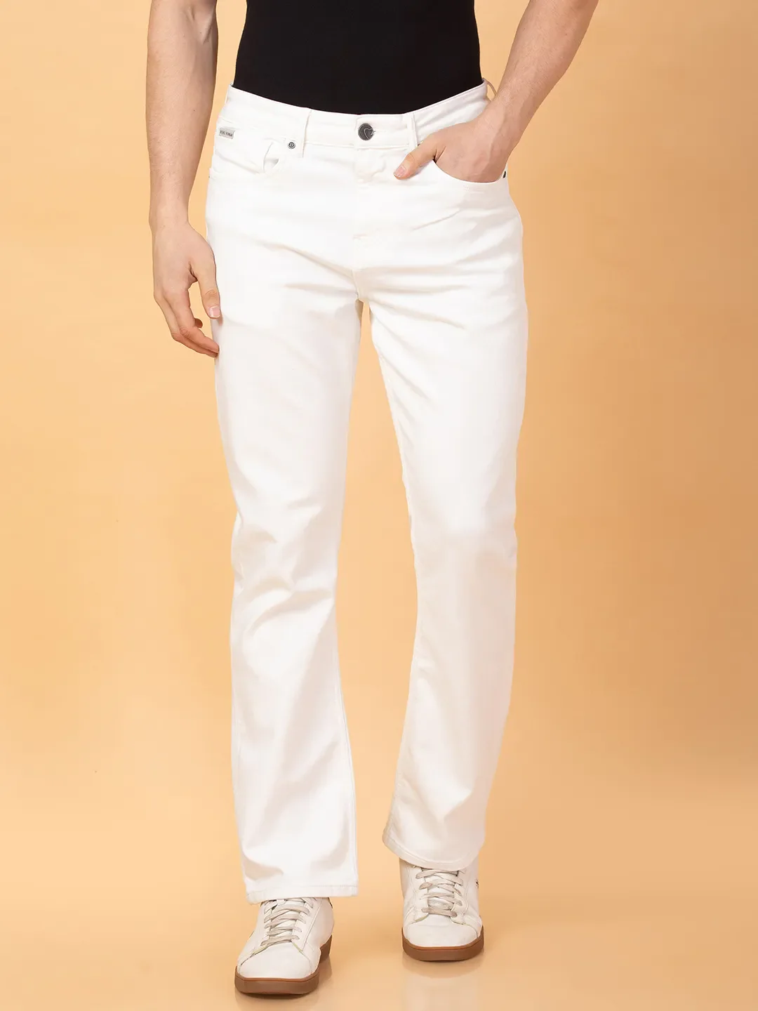 White Boot Cut Fit Men's Denims by Being Human Clothing