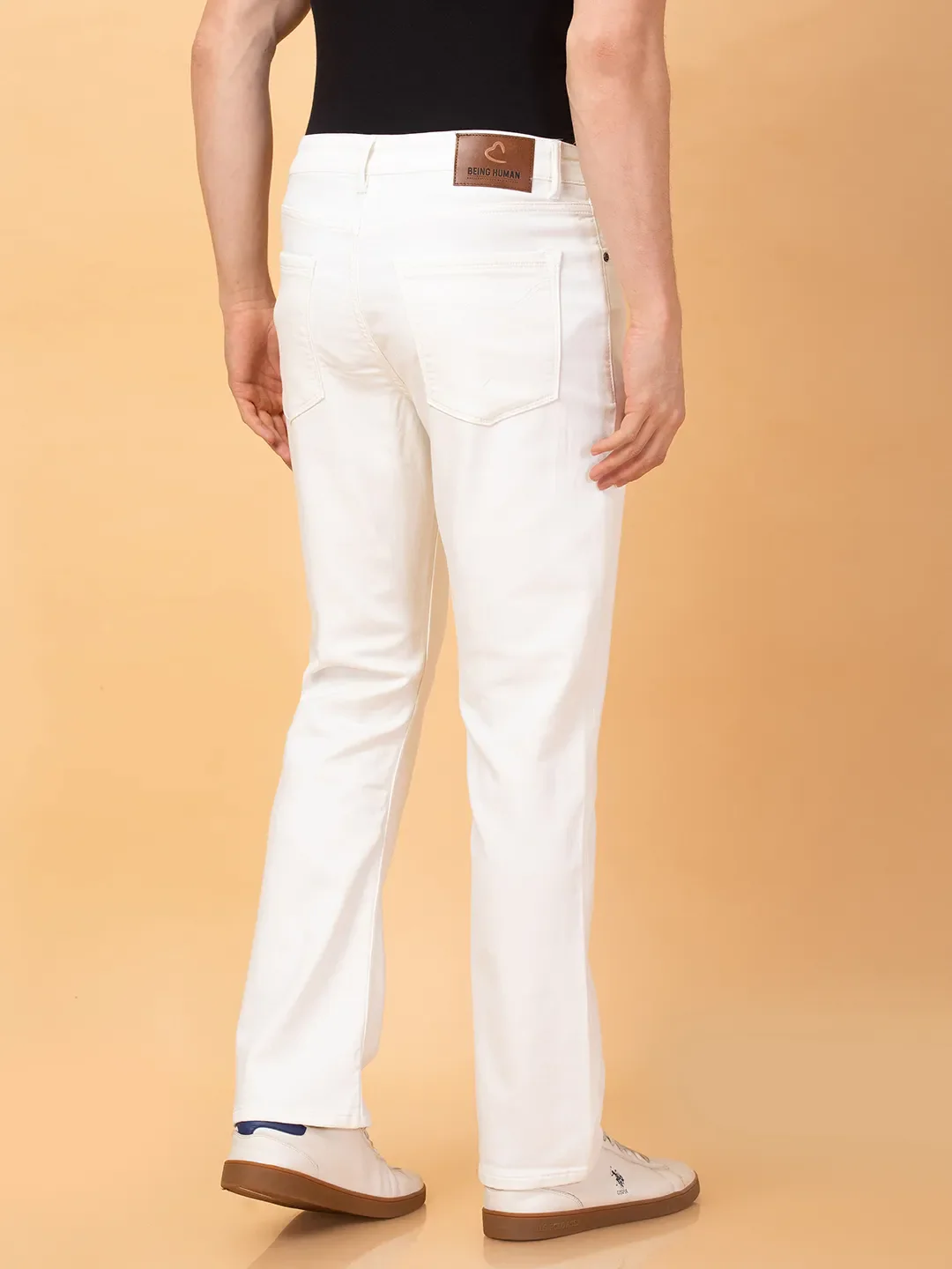 White Boot Cut Fit Men's Denims by Being Human Clothing - Image 3
