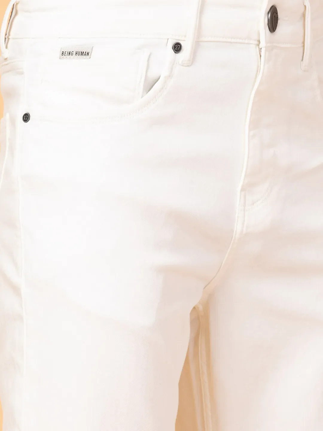 White Boot Cut Fit Men's Denims by Being Human Clothing - Image 5