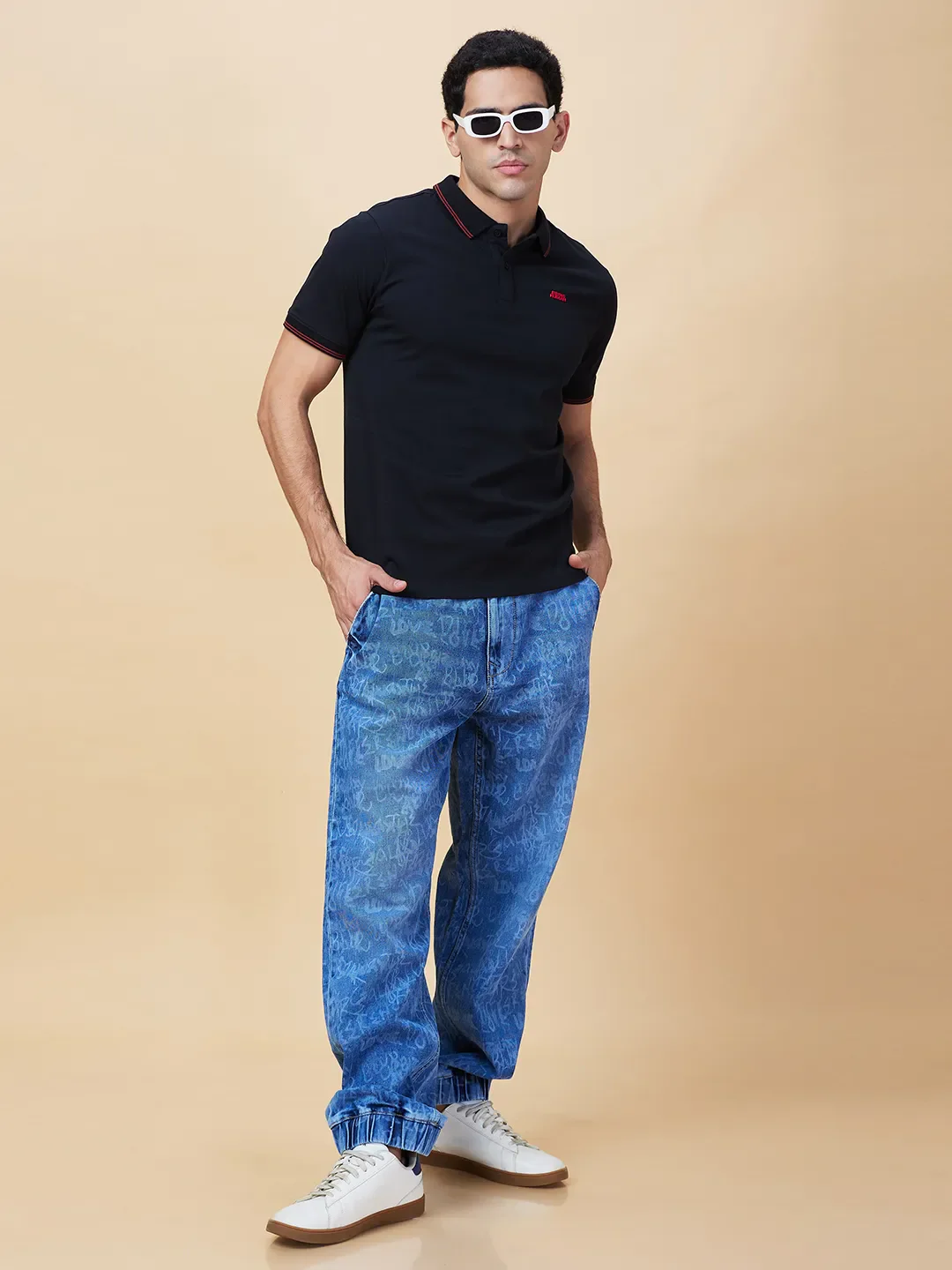 Light Blue Slim Fit Joggers For Men By Being Human Clothing - Image 6