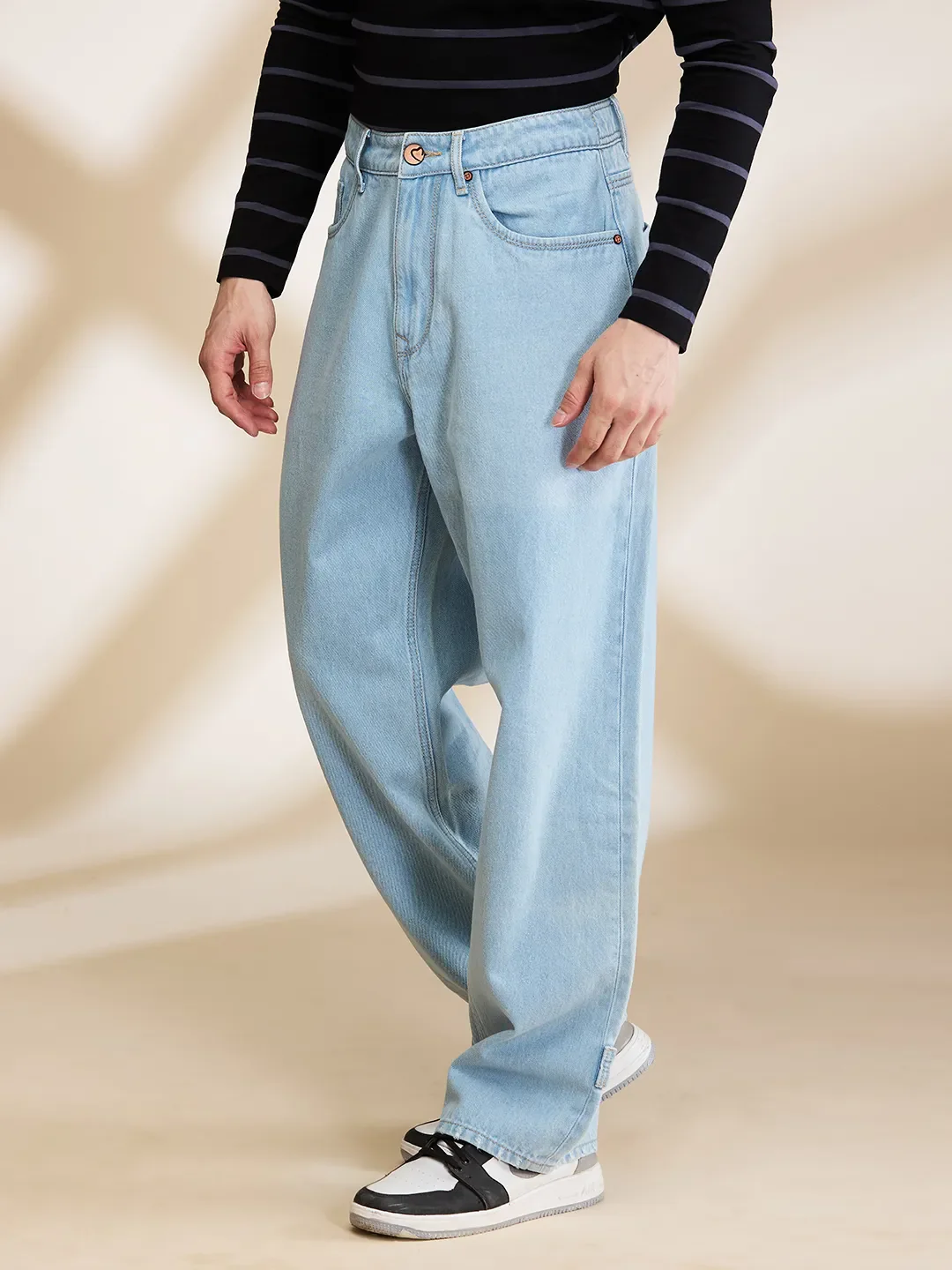 Light Blue Anti Fit Denims For Men By Being Human Clothing - Image 3