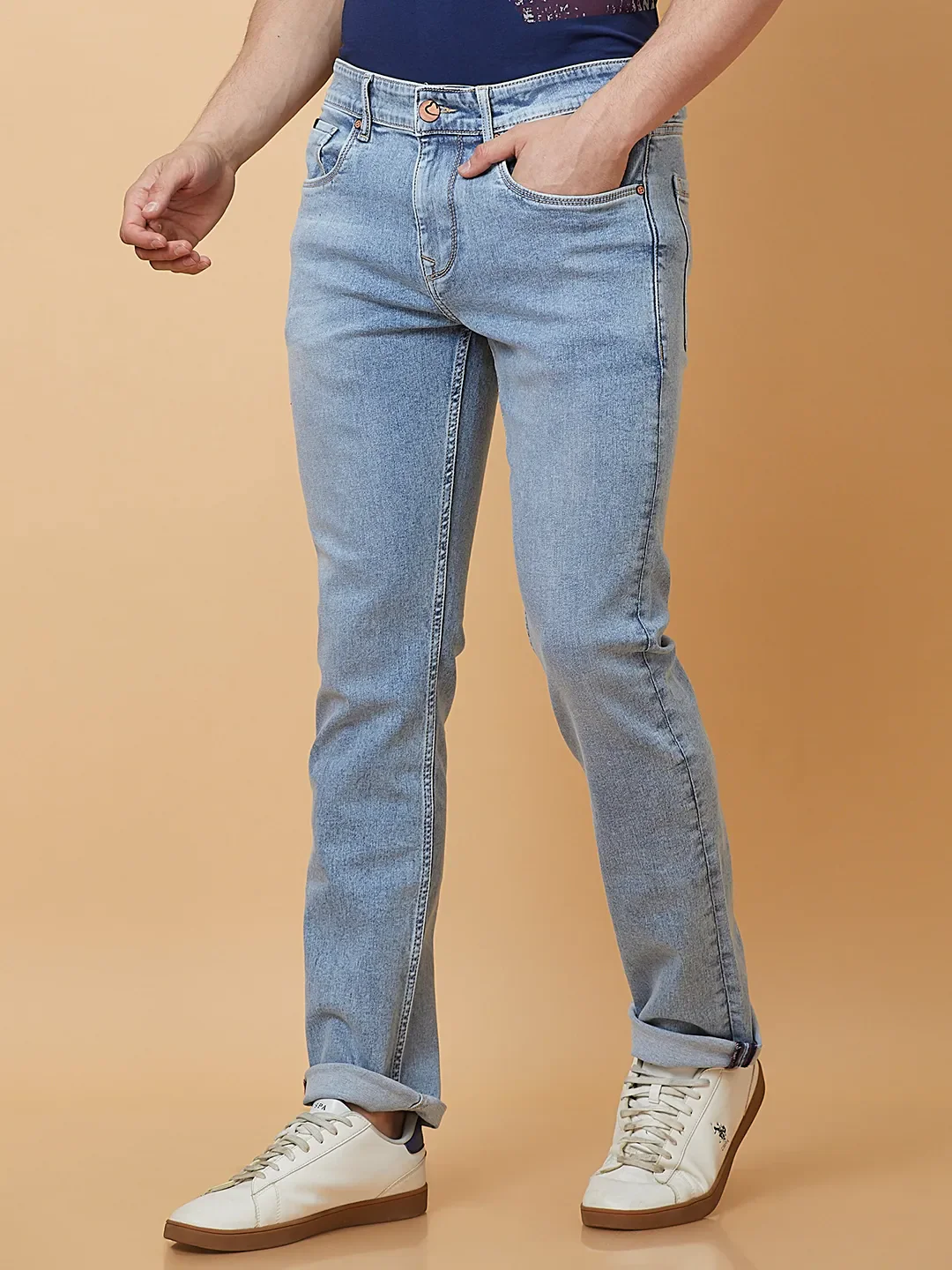 Blue Straight Fit Men's Denims by Being Human Clothing - Image 4
