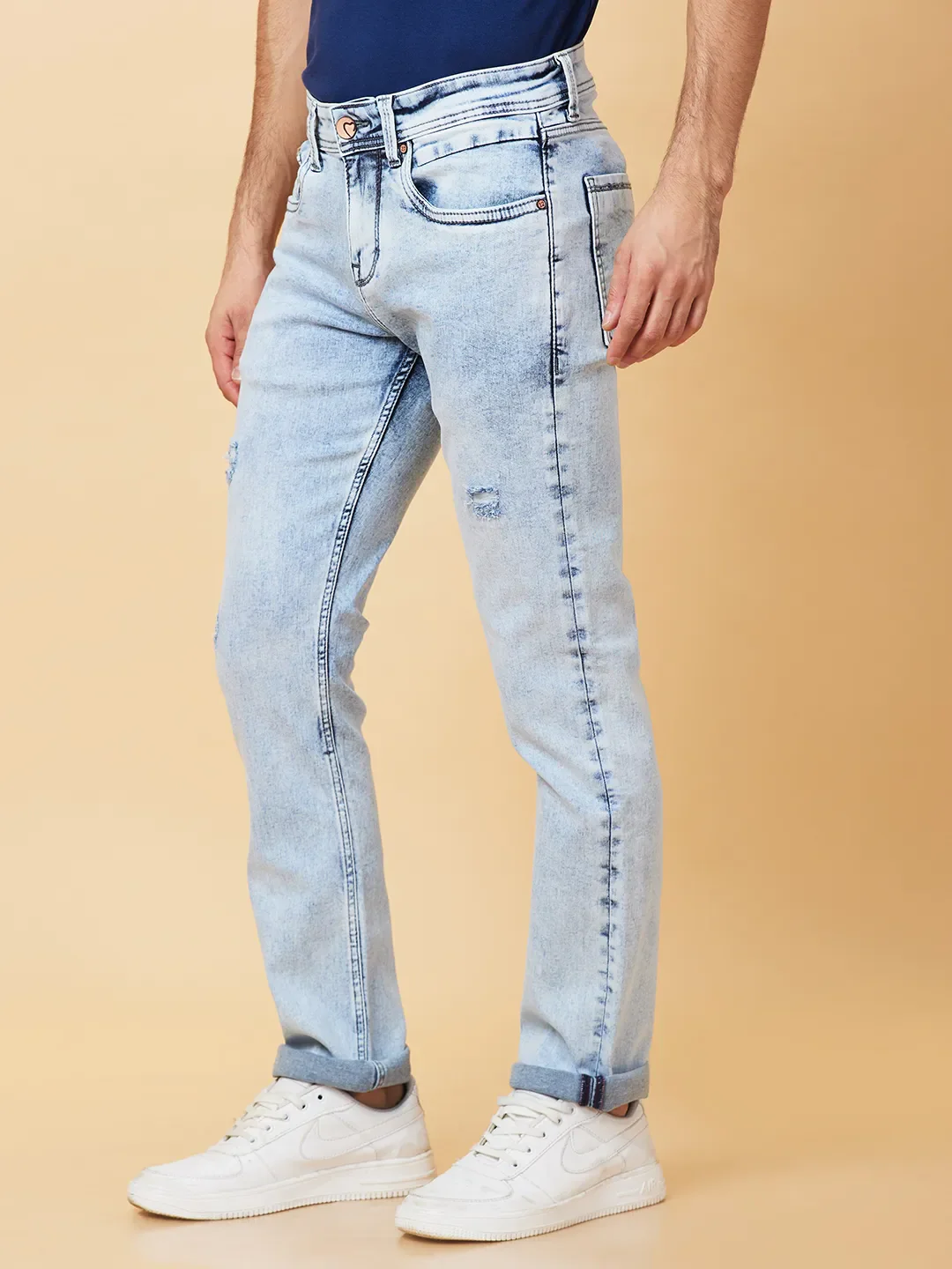 Blue Straight Fit Men's Denims by Being Human Clothing - Image 4