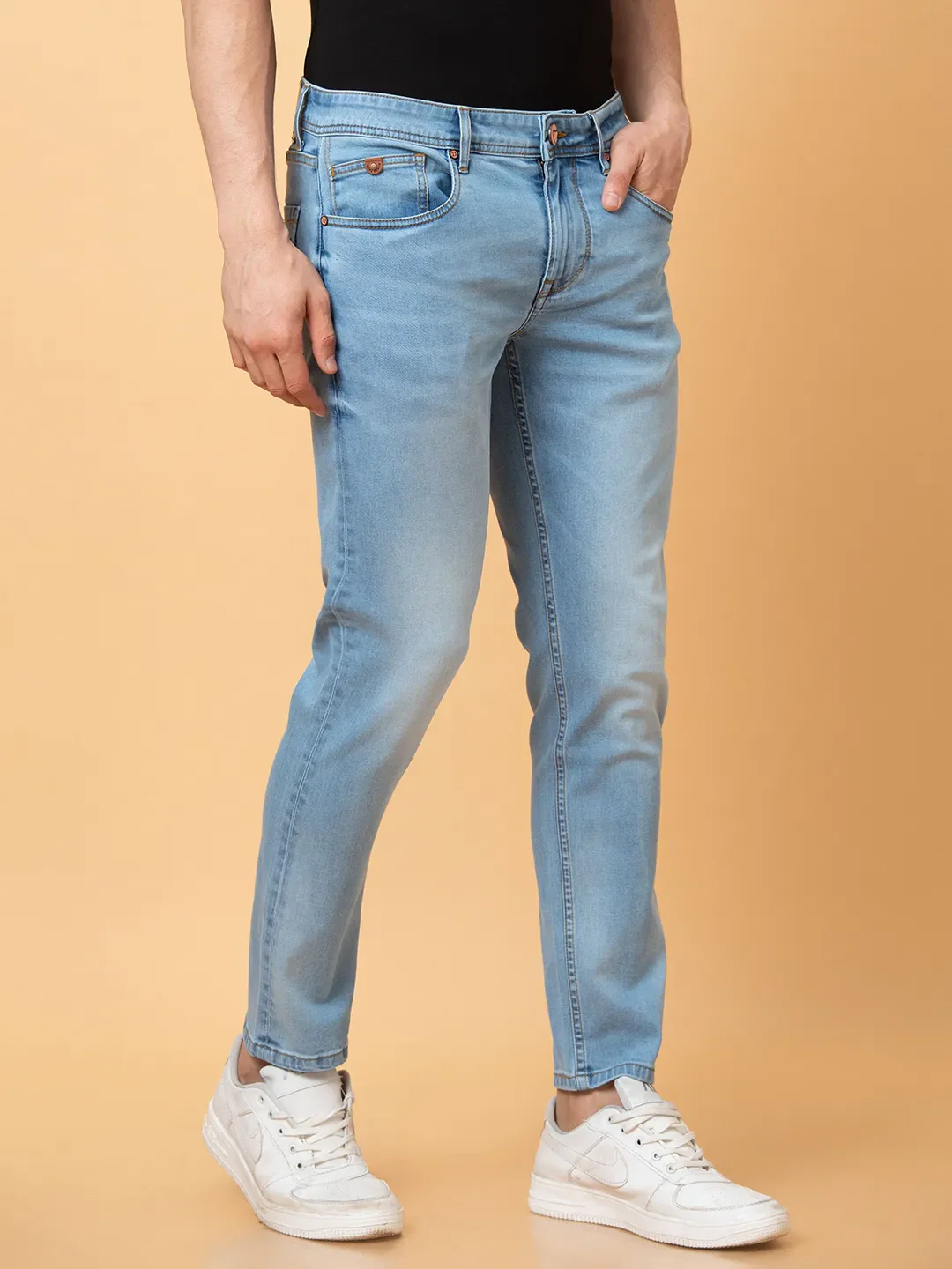 Blue Cropped fit Men's Denims by Being Human Clothing - Image 4