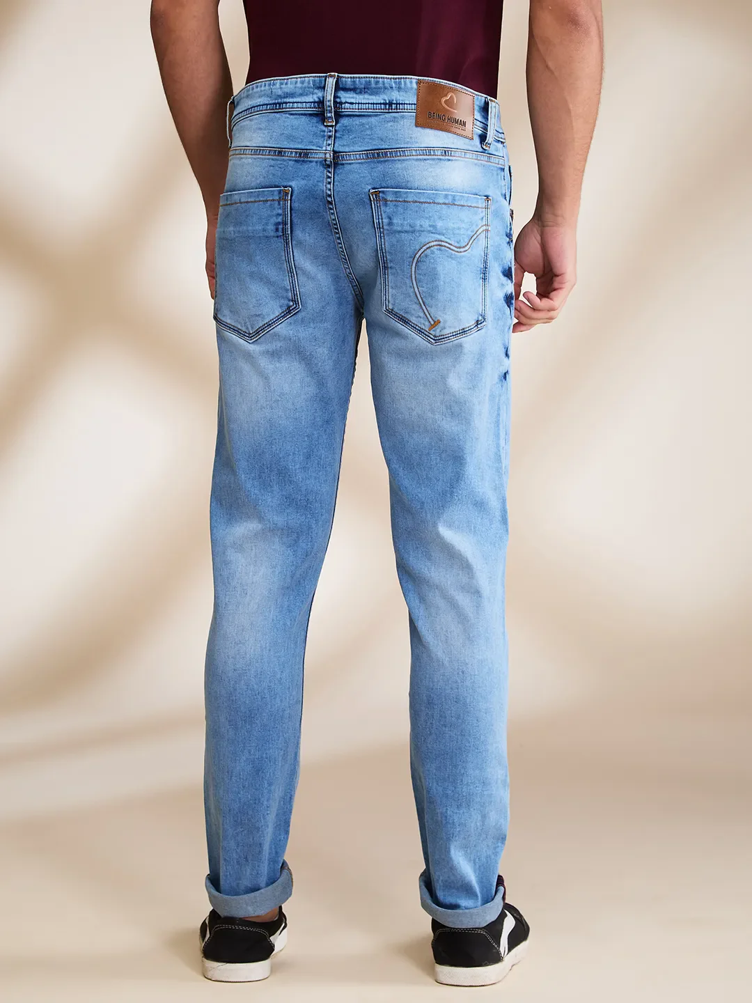 Light Blue Skinny Fit Denims For Men By Being Human Clothing - Image 3