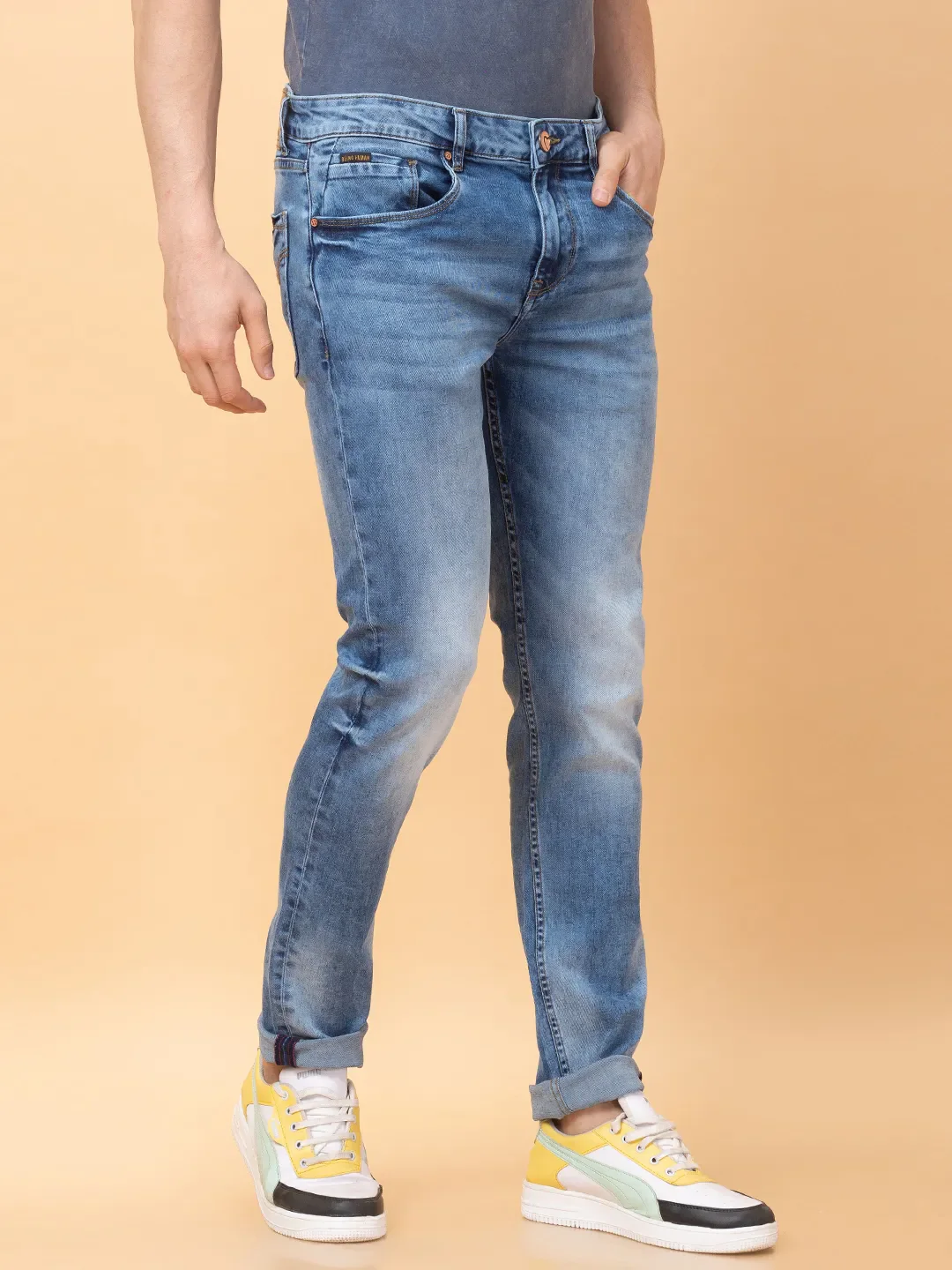 Blue Slim Fit Men's Denims by Being Human Clothing - Image 4