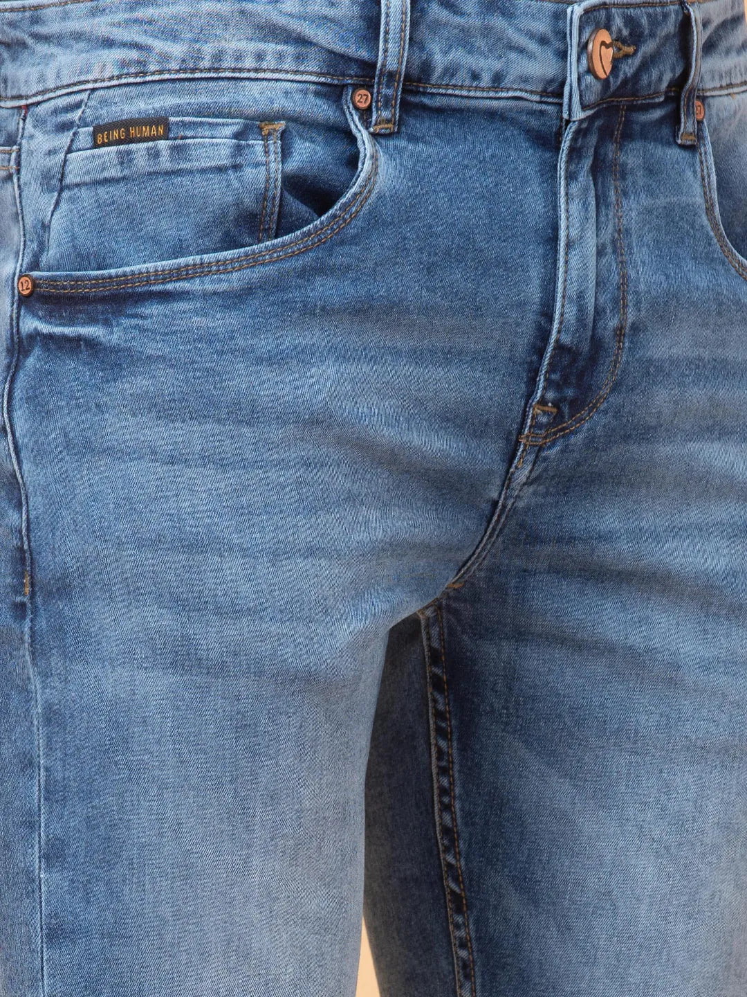 Blue Slim Fit Men's Denims by Being Human Clothing - Image 5