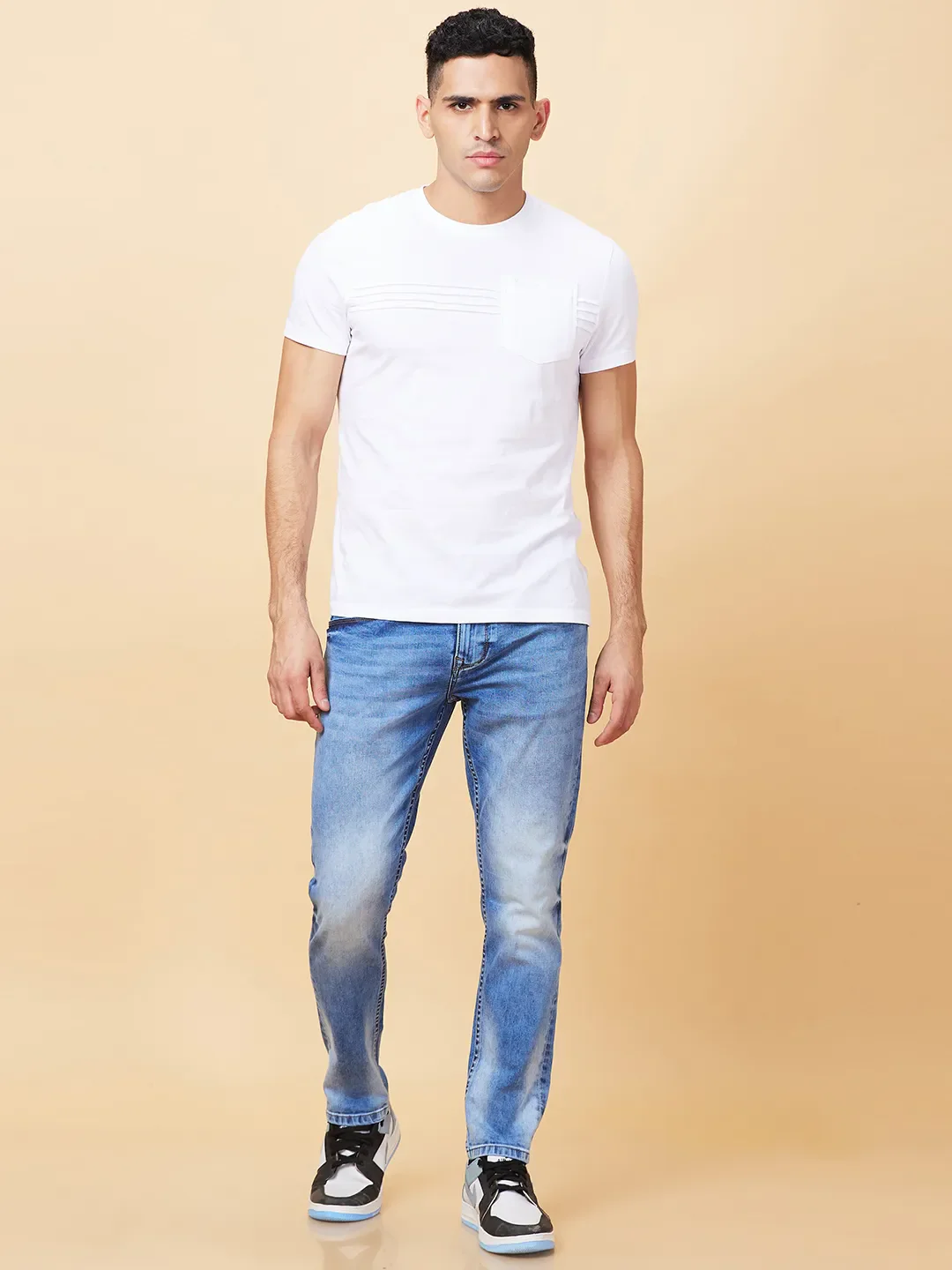 Light Blue Cropped Fit Denims For Men By Being Human Clothing - Image 2