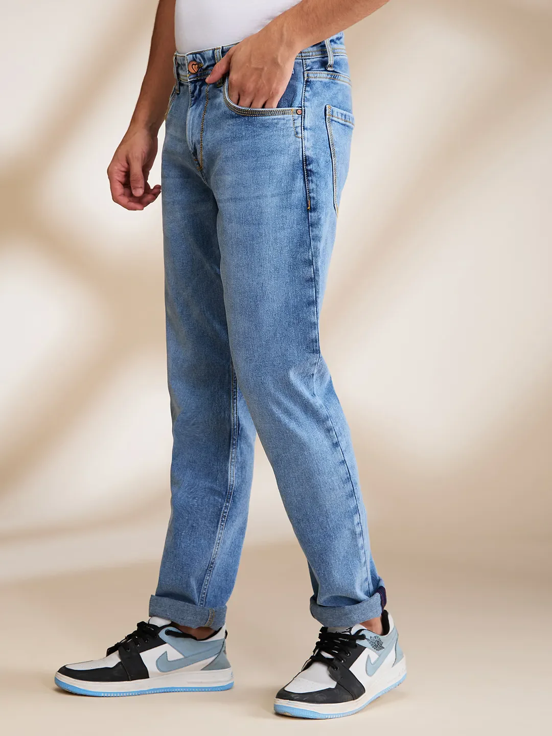 Blue Slim Fit Men's Denims by Being Human Clothing - Image 4