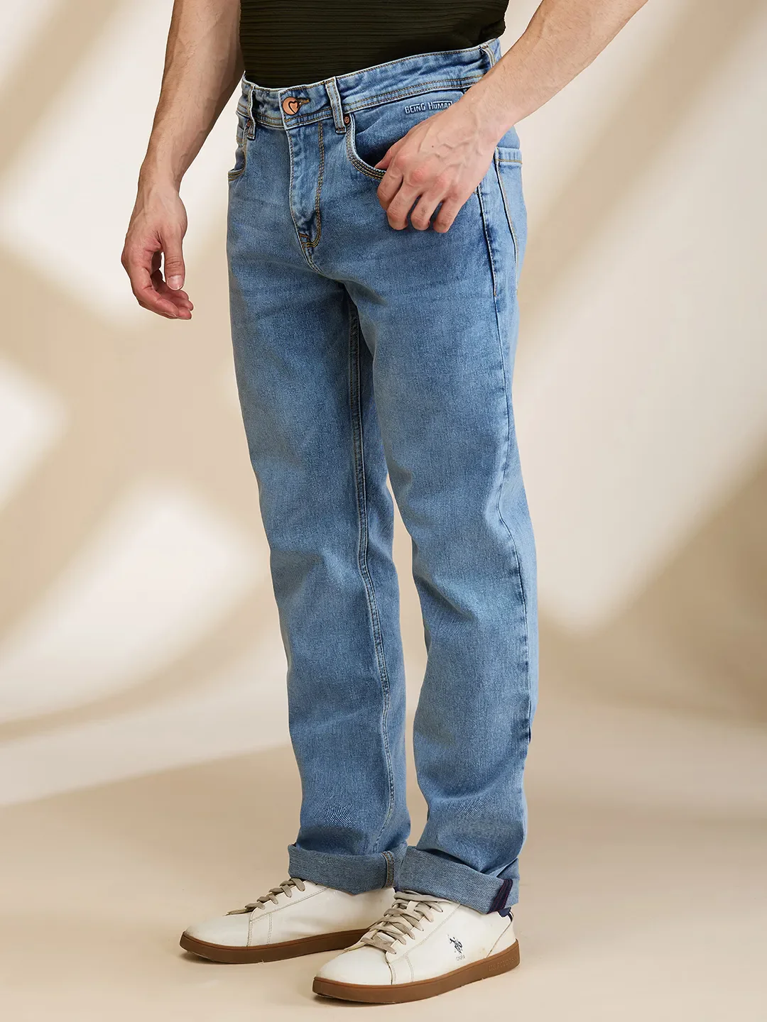 Blue Straight Fit Men's Denims by Being Human Clothing - Image 4