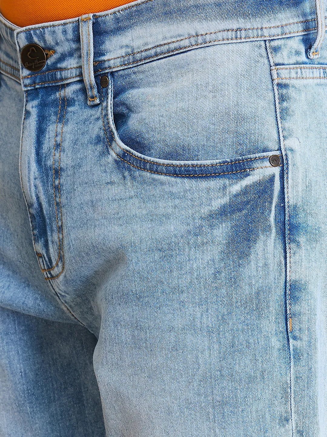 Light Blue Slim Fit Denims For Men By Being Human Clothing - Image 5