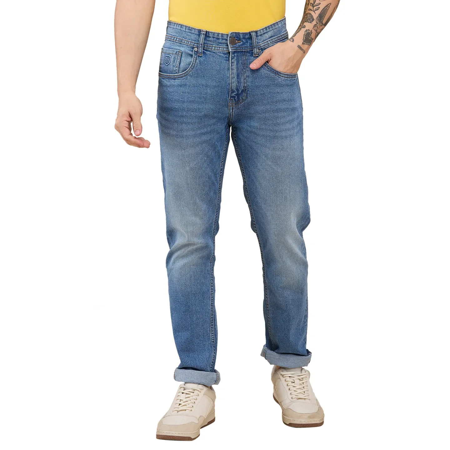 Blue Straight Fit Men's Denims by Being Human Clothing