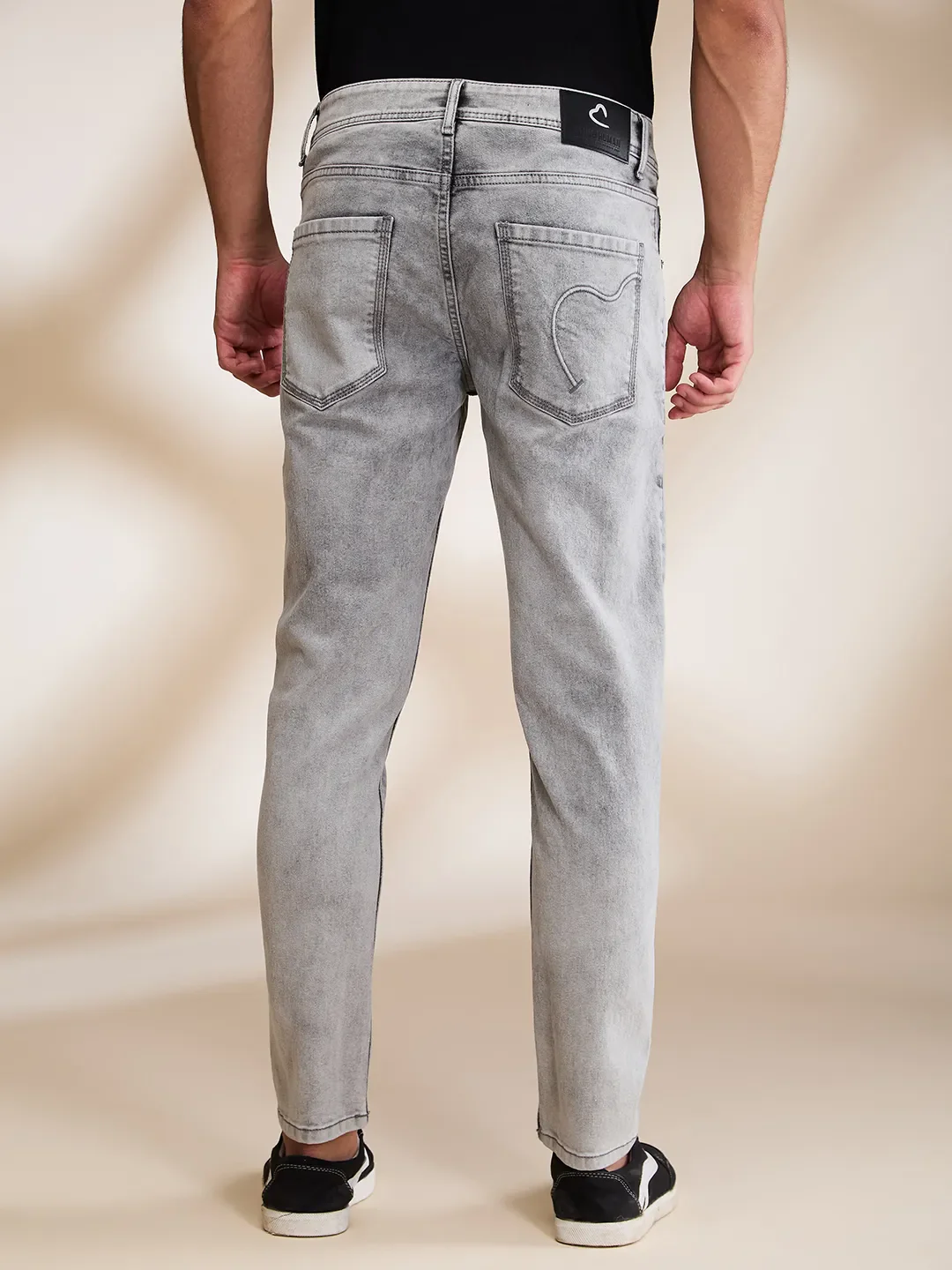Grey Cropped Fit Denims For Men By Being Human Clothing - Image 3
