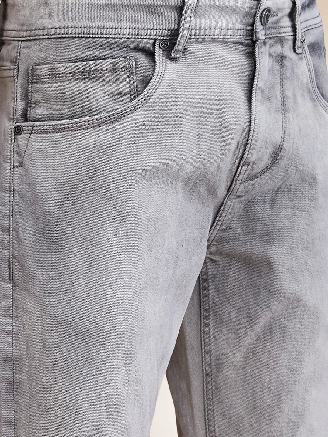 Grey Slim Fit Denims For Men By Being Human Clothing - Image 5
