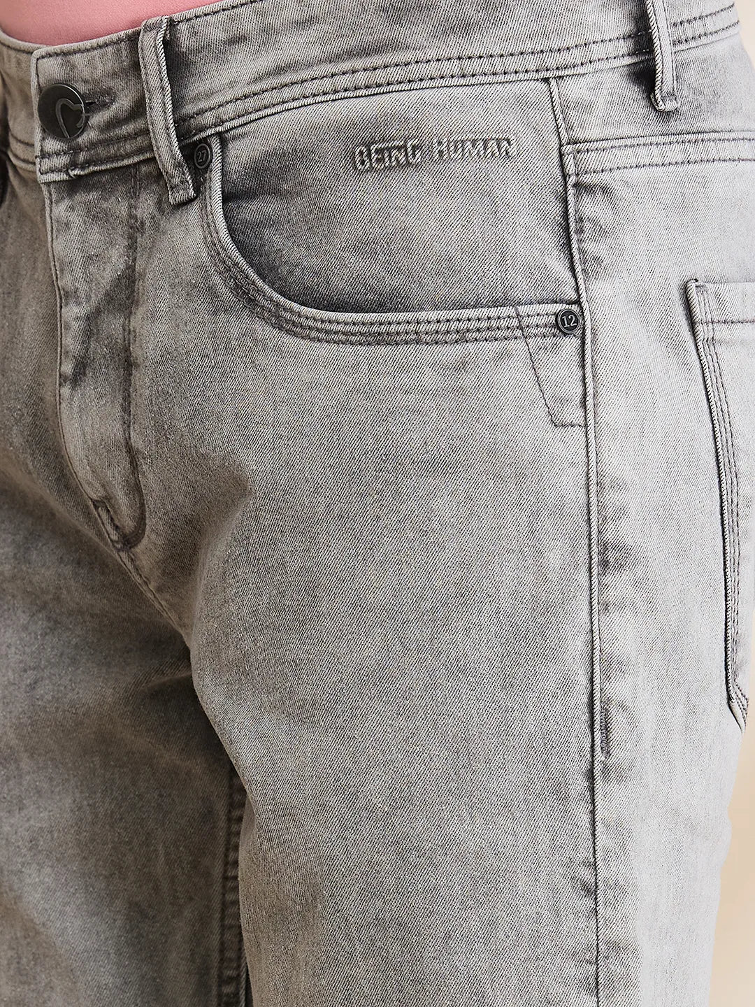 Grey Straight Fit Men's Denims by Being Human Clothing - Image 5