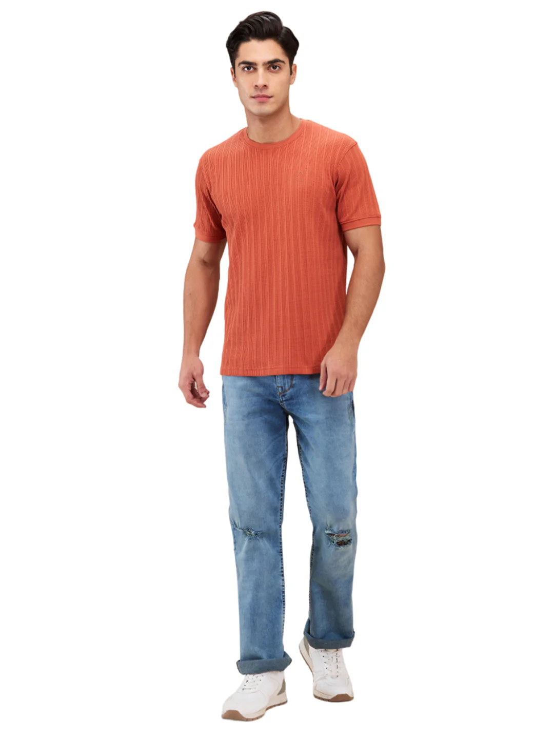 Light Blue Cropped Fit Denims For Men By Being Human Clothing - Image 5