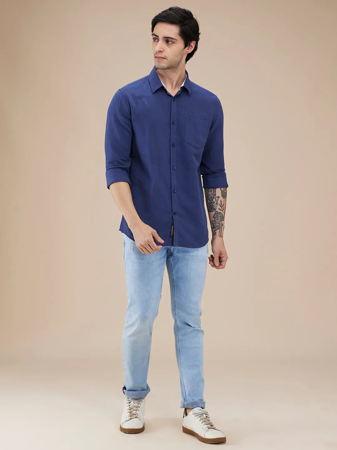 Light Blue Skinny Fit Denims For Men By Being Human Clothing - Image 2