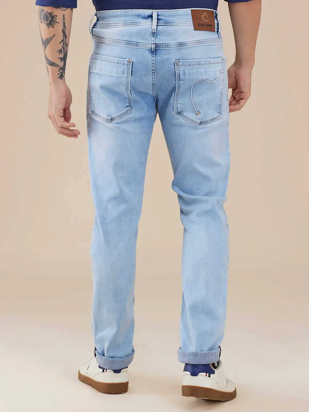 Light Blue Skinny Fit Denims For Men By Being Human Clothing - Image 3