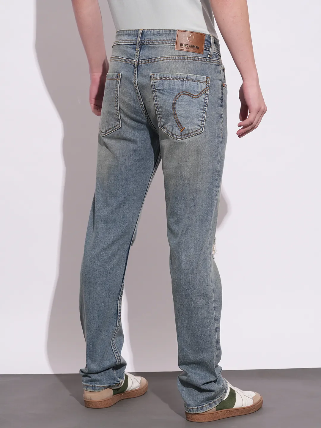 Blue Straight Fit Men's Denims by Being Human Clothing - Image 3