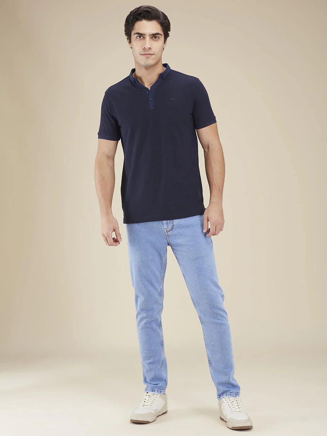 Light Blue Cropped Fit Denims For Men By Being Human Clothing - Image 5