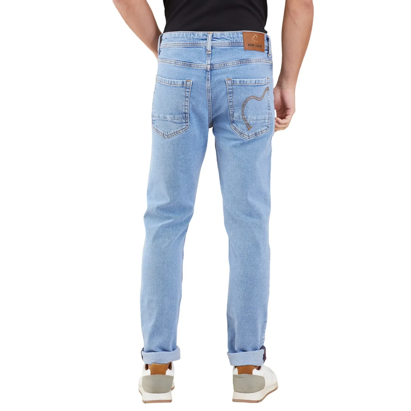 Light Blue Skinny Fit Denims For Men By Being Human Clothing - Image 3