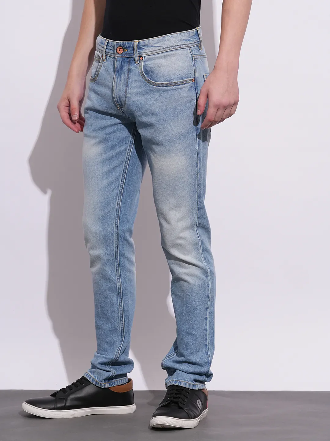 Light Blue Slim Fit Denims For Men By Being Human Clothing - Image 2