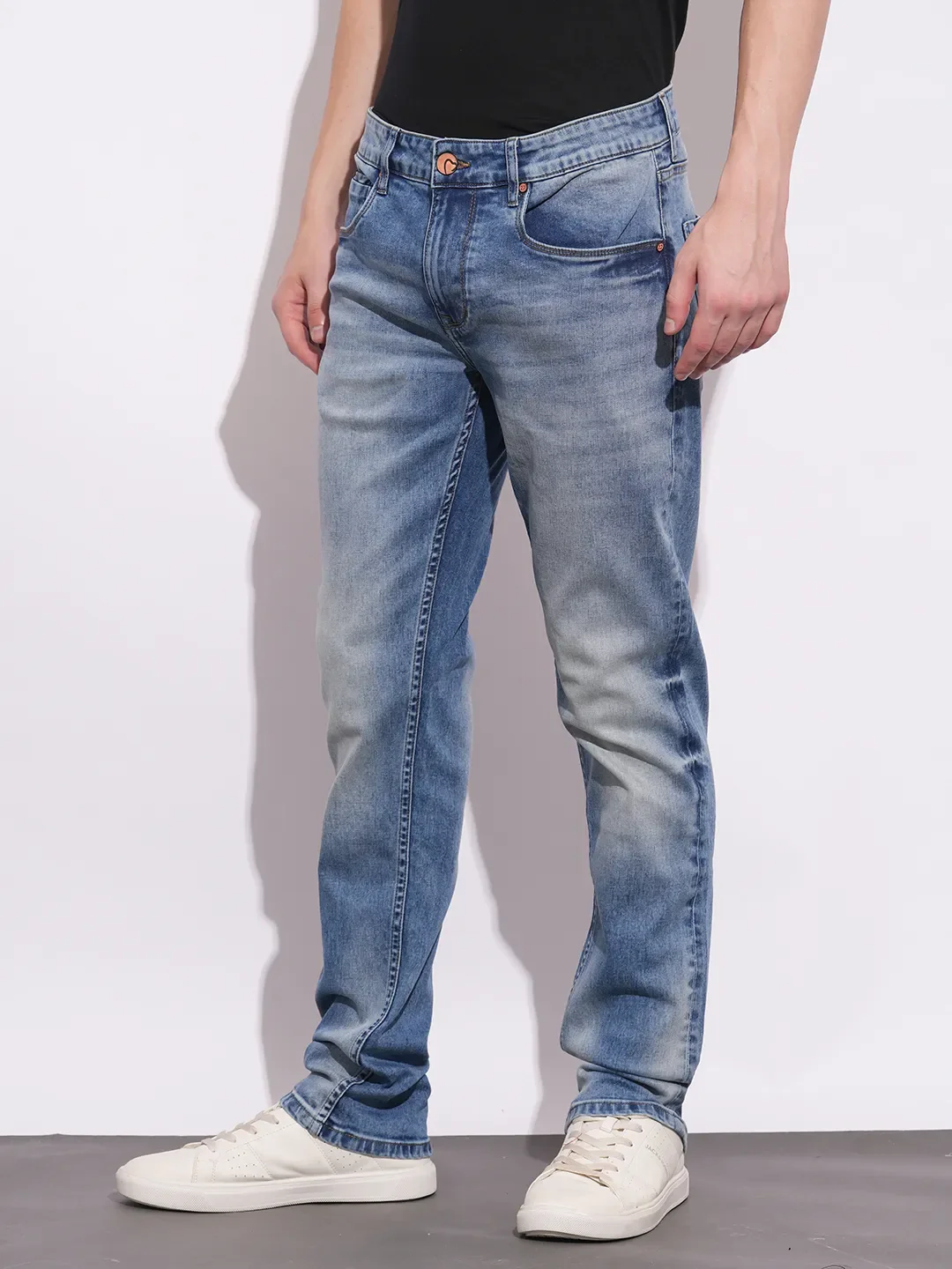 Light Blue Slim Fit Denims For Men By Being Human Clothing - Image 2