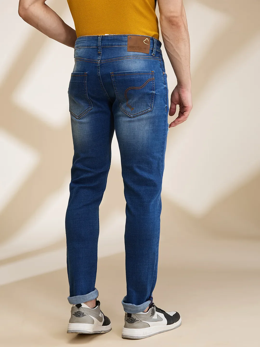 Blue Slim Fit Denims For Men By Being Human Clothing - Image 4