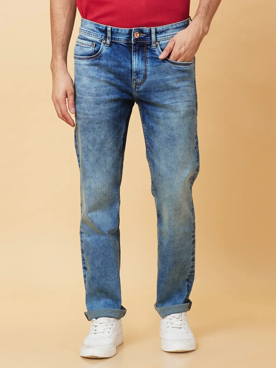 Blue Straight Fit Men's Denims by Being Human Clothing