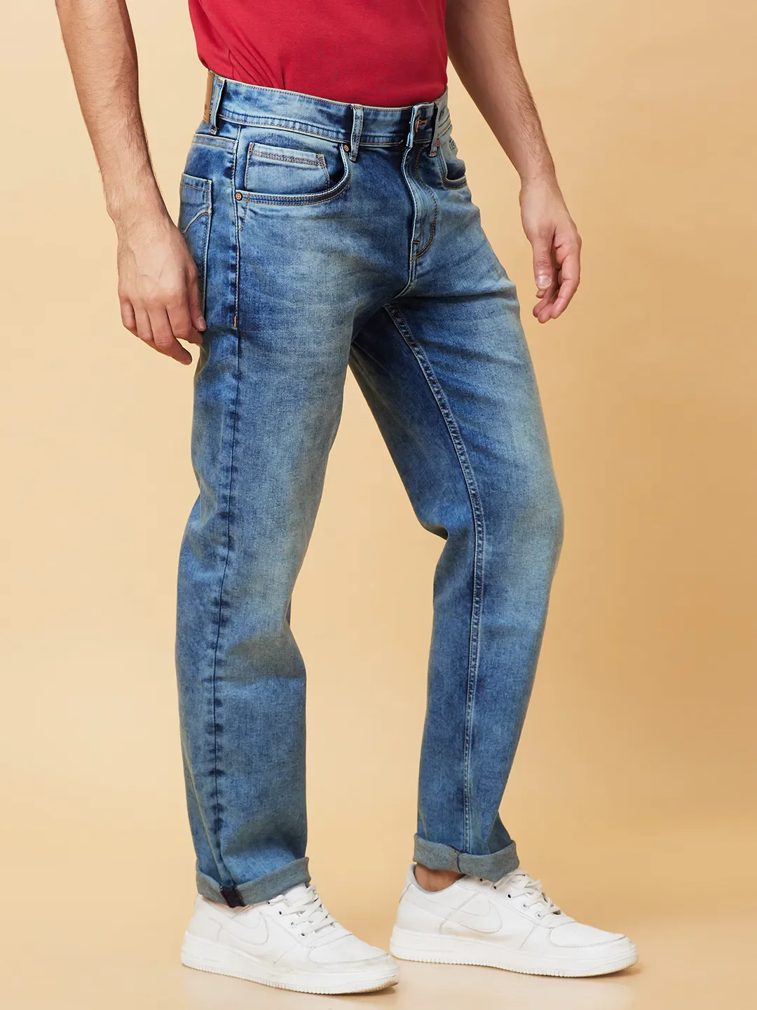 Blue Straight Fit Men's Denims by Being Human Clothing - Image 4