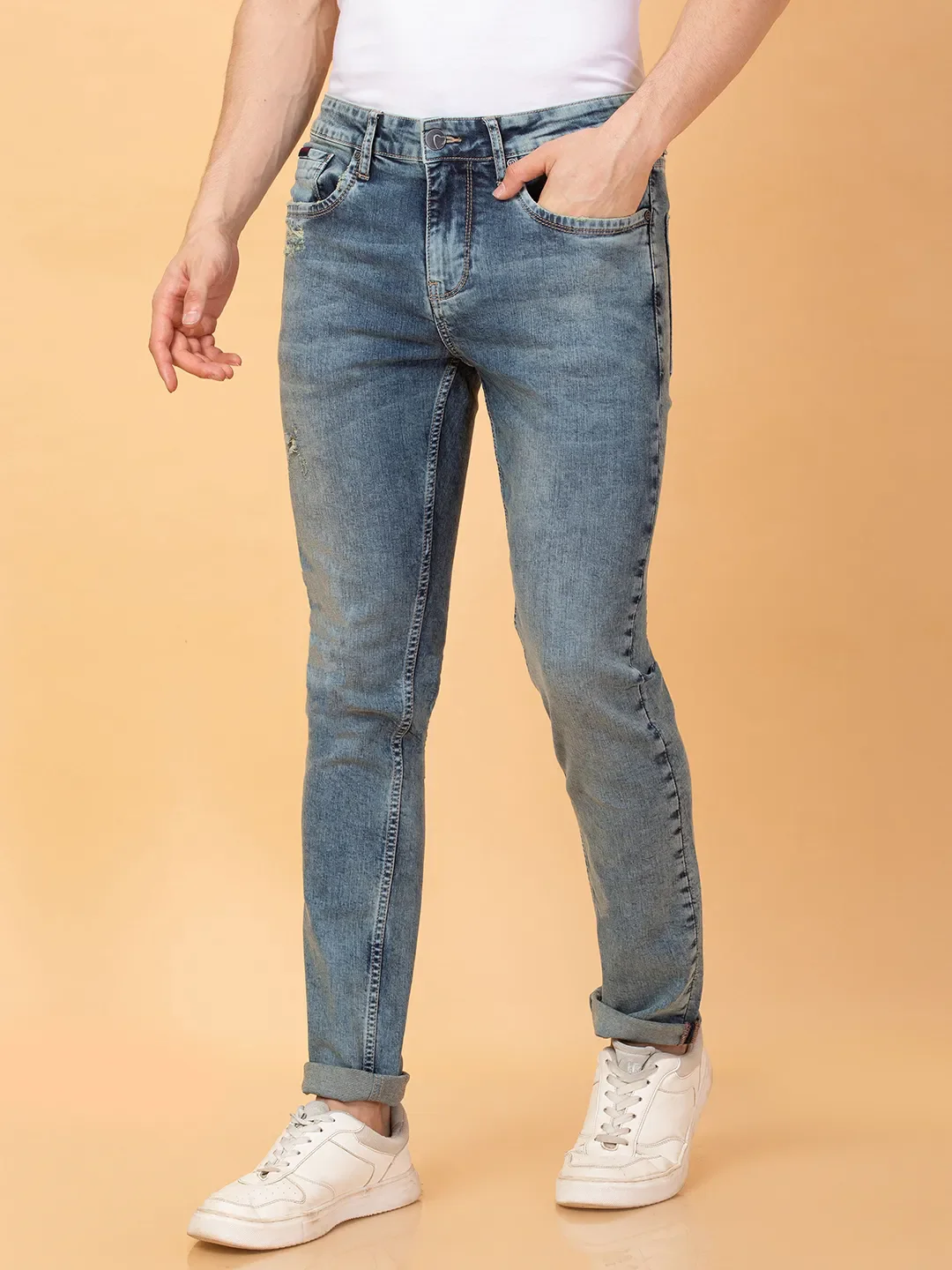 Blue Straight Fit Men's Denims by Being Human Clothing - Image 4