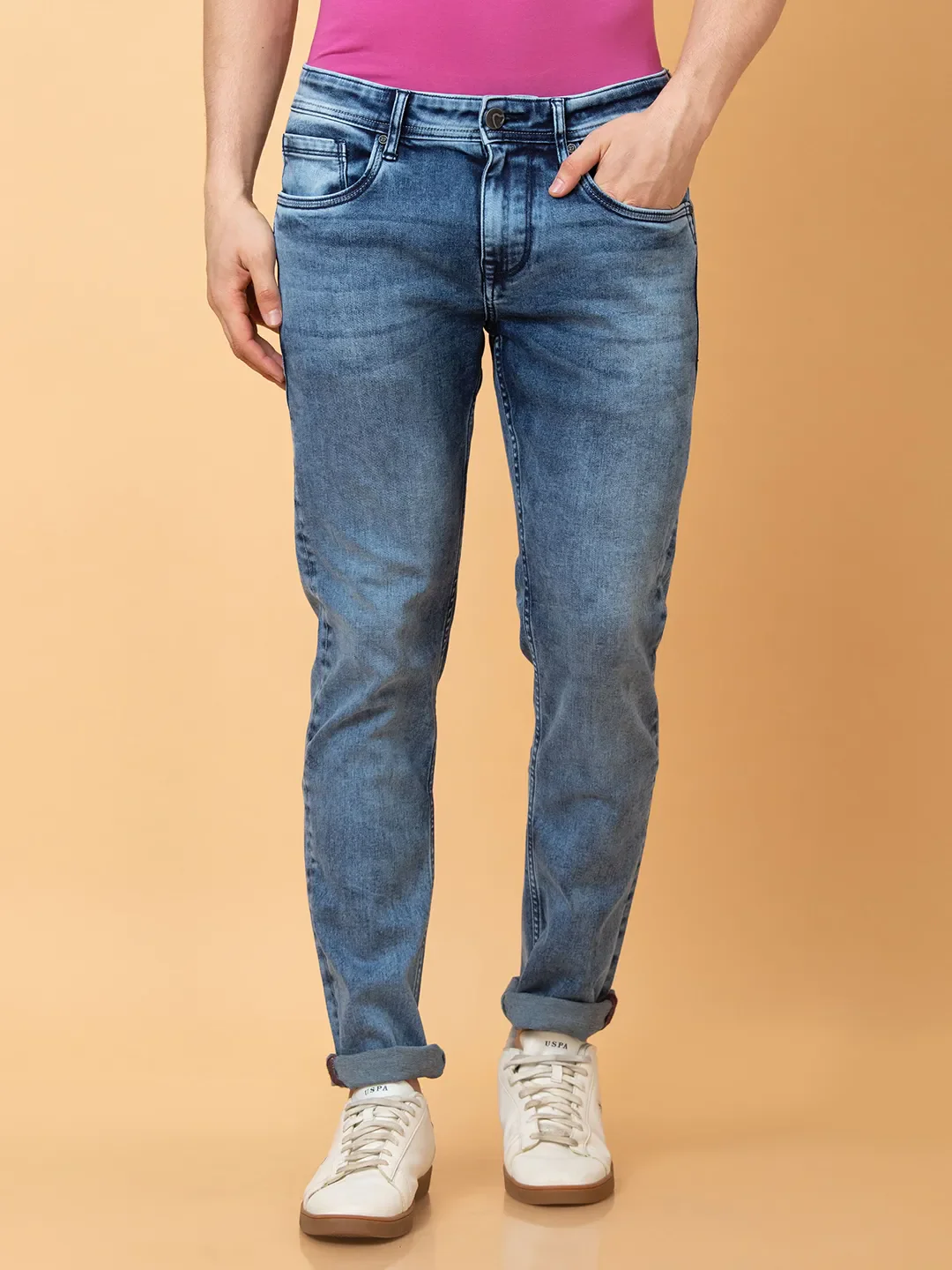 Blue Slim Fit Denims For Men By Being Human Clothing