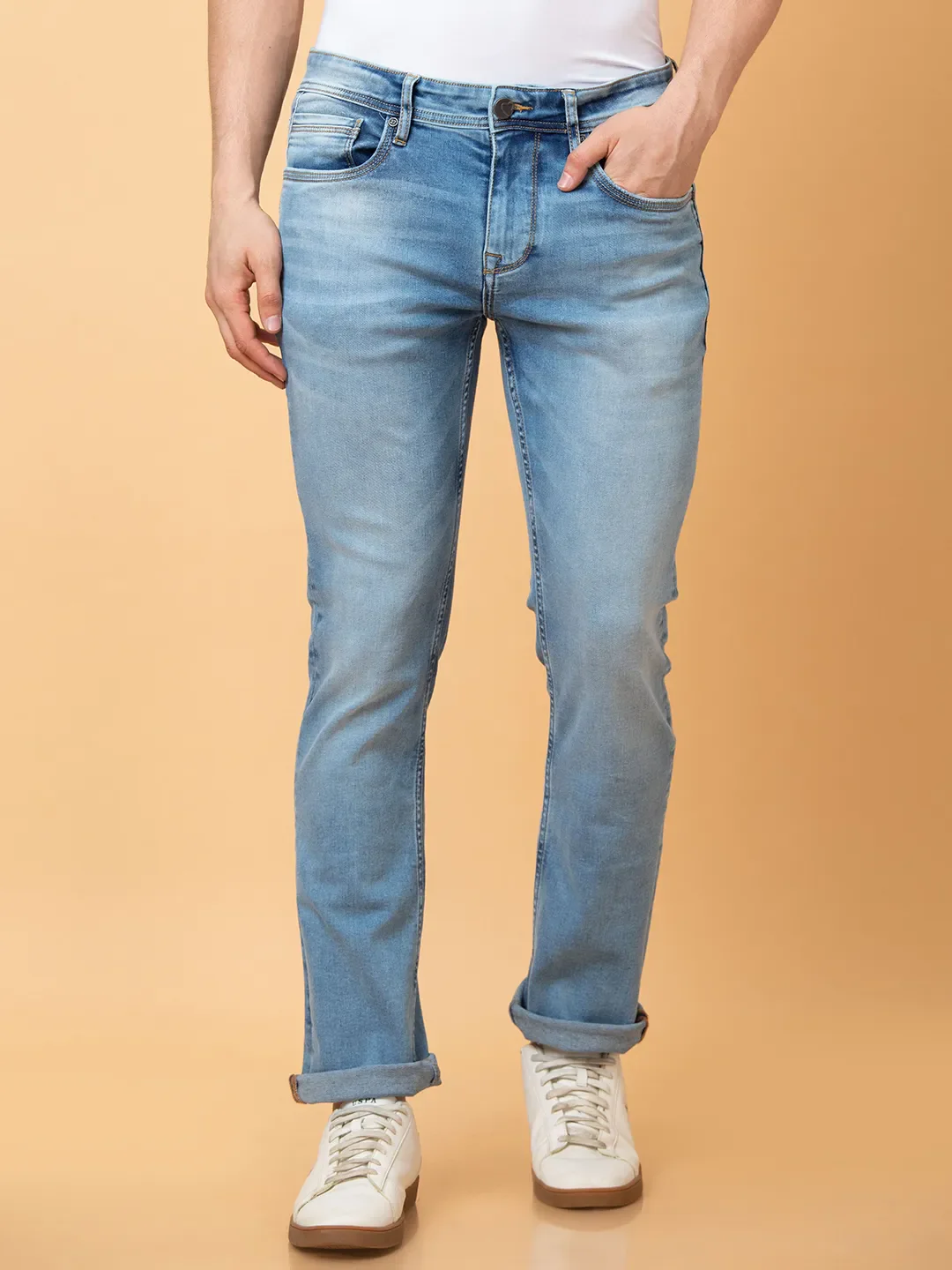 Blue Straight Fit Men's Denims by Being Human Clothing