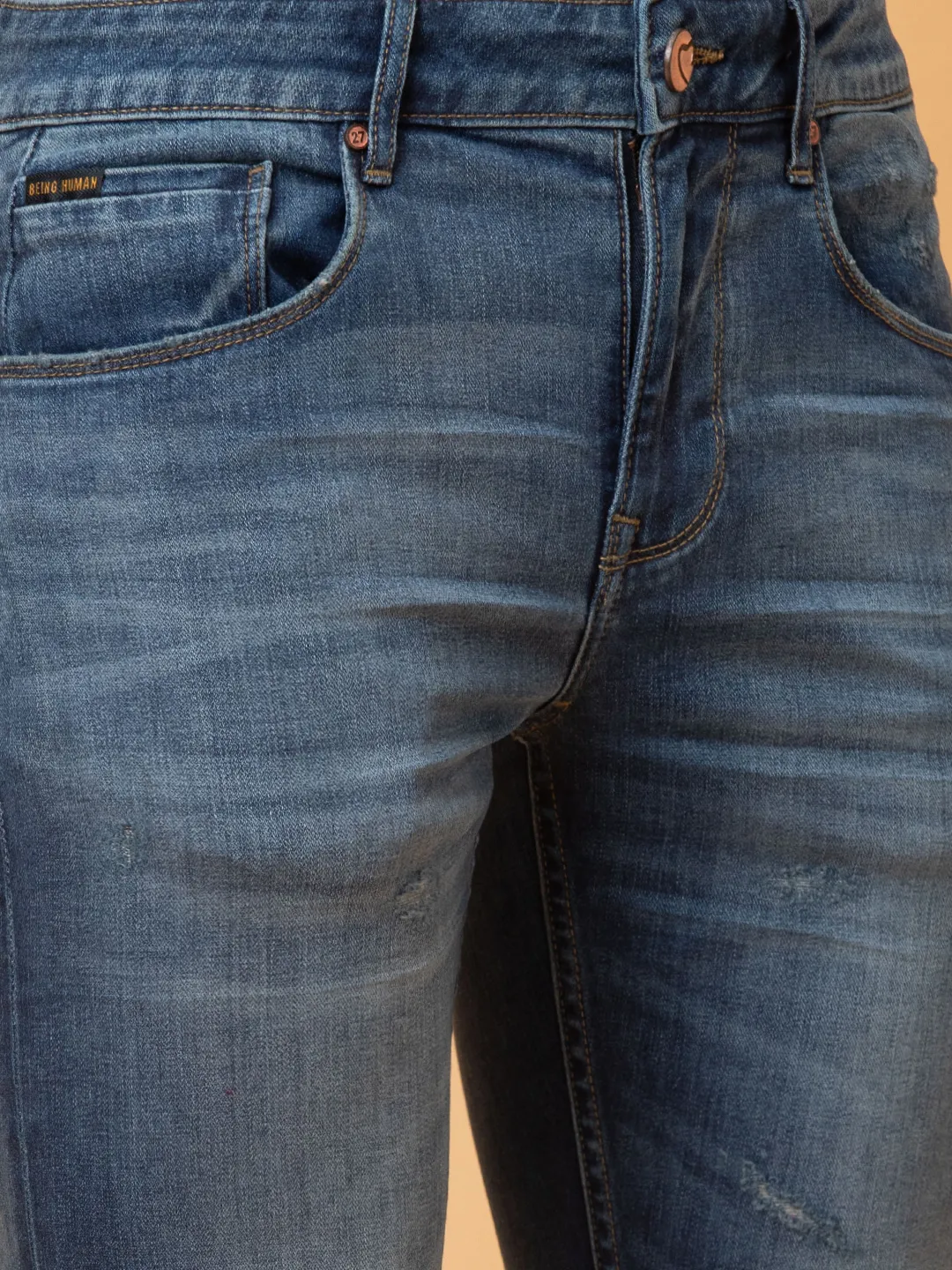 Blue Slim Fit Men's Denims by Being Human Clothing - Image 5