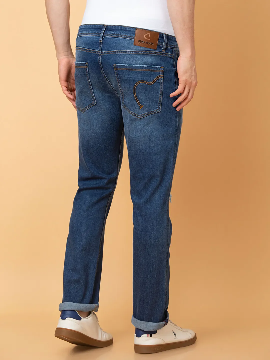 Blue Straight Fit Men's Denims by Being Human Clothing - Image 3