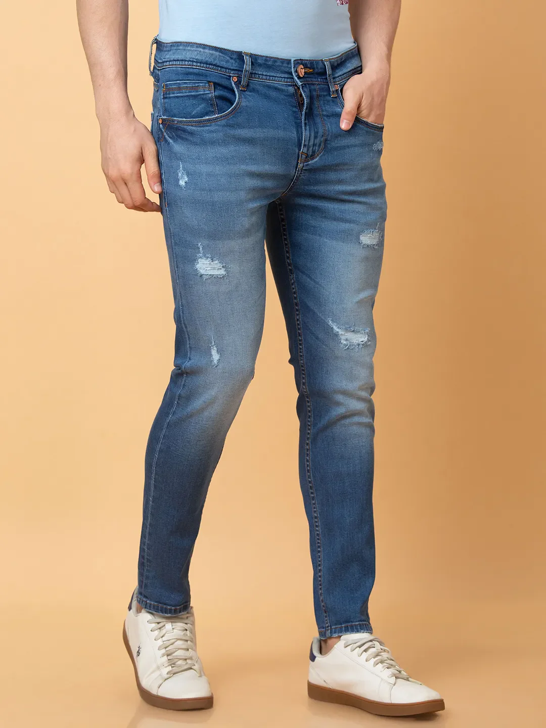 Blue Straight Fit Men's Denims by Being Human Clothing - Image 4