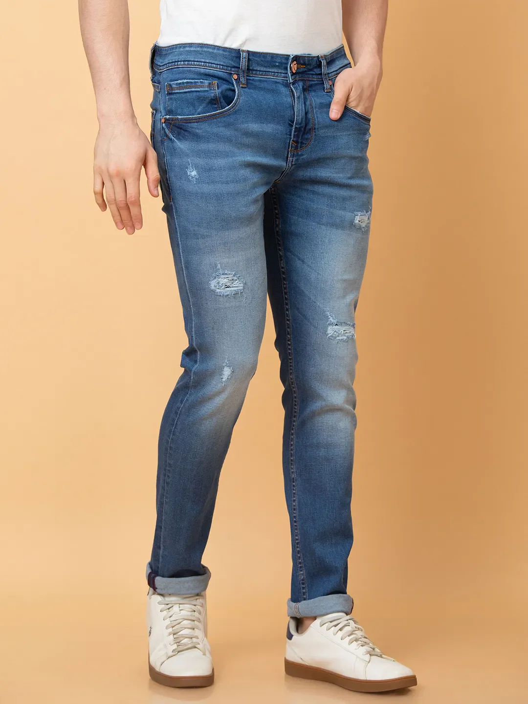 Blue Skinny fit Men's Denims by Being Human Clothing - Image 4