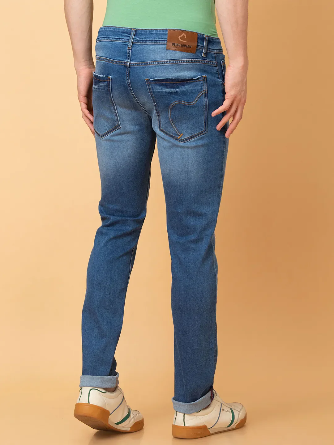Blue Slim Fit Denims For Men By Being Human Clothing - Image 3