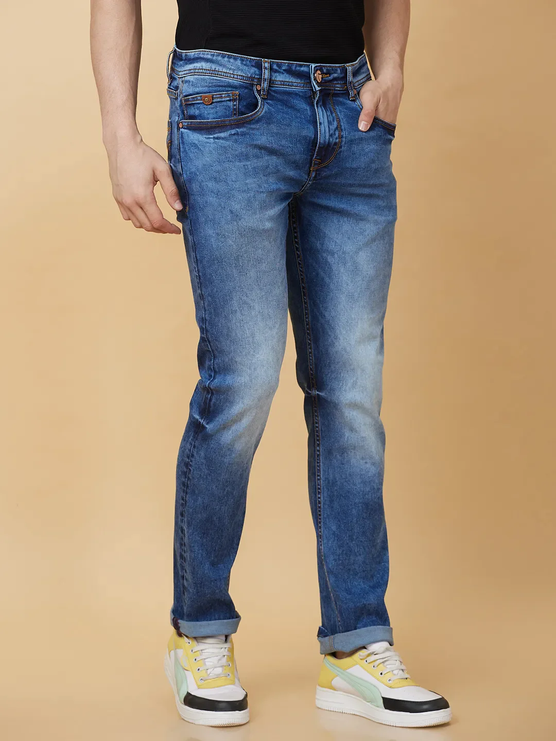 Blue Straight Fit Men's Denims by Being Human Clothing - Image 4